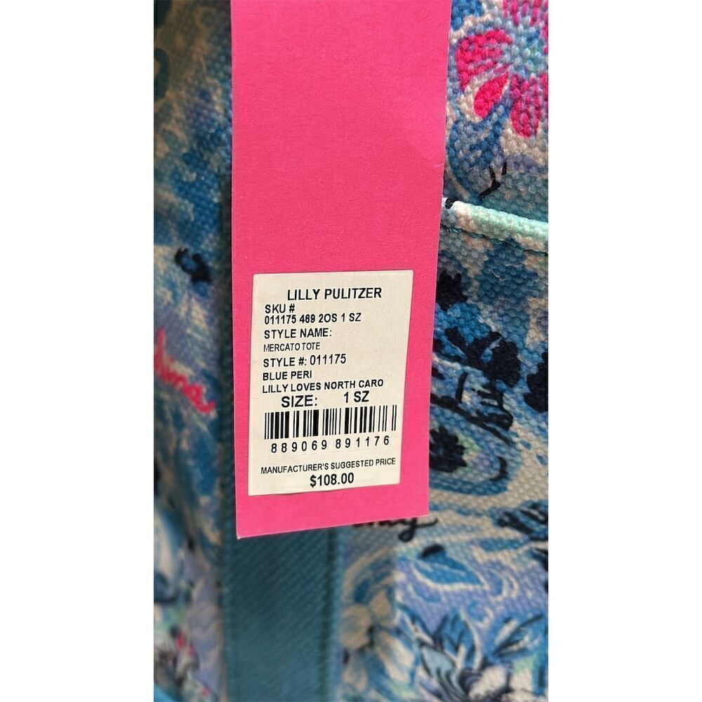 Lilly Pulitzer Mercato Tote Blue Peri "Lilly Loves North Carolina" - NWT - Picture 7 of 8